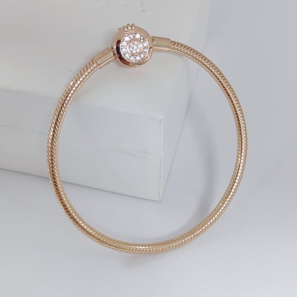 Pandora Moments Sparkling Crown O Snake Chain Bracelet Rose gold